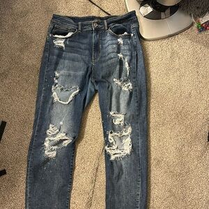 Judy Blue Womens 14W Distressed Boyfriend Mid Rise Denim Jeans JB82363MD-PL